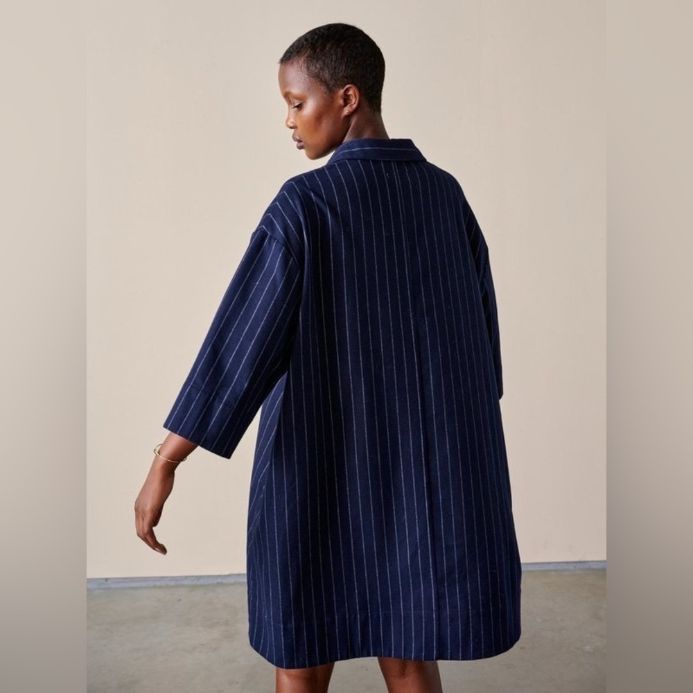 New! Bellerose Atelier Pine Stripe Navy Oversized Dress — image 5 of 8